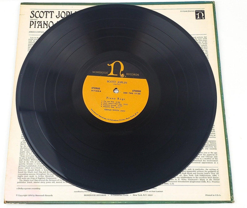 Joshua Rifkin Piano Rags by Scott Joplin Record 33 RPM LP Nonesuch Records 1970 4