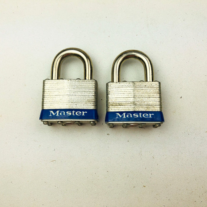 2ct Vintage No 1 Master Lock Padlock 1-1/4" Shackle New Keyed Alike 2570 Blue 12