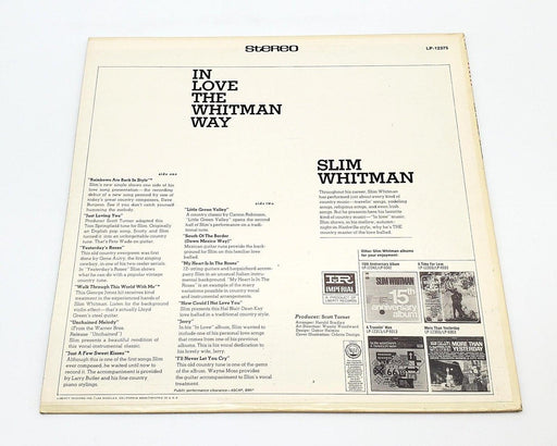 Slim Whitman In Love The Whitman Way 33 RPM LP Record Imperial 1968 LP-12375 2