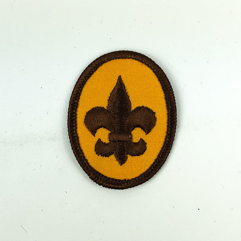 Vintage Boys Scouts of American Fleur De Lis Patch Emblem Brown Orange 1960s