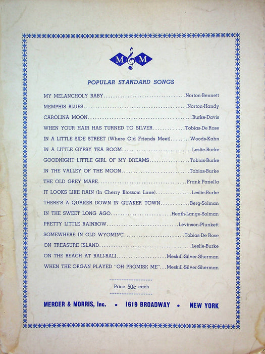 Blue Rain Sheet Music Song Jimmy Van Heusen Johnny Mercer Piano Vocal 1939 2