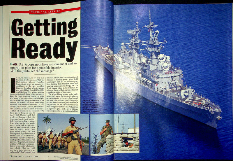 Newsweek Magazine July 25 1994 USS Stark Battleship Haiti Invasion Jean Milord