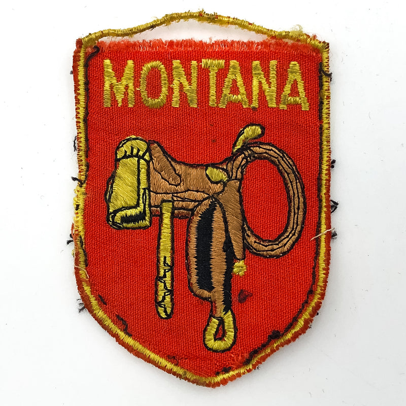 Vintage Montana Saddle Patch Sew On Embroidered Cowboy Western
