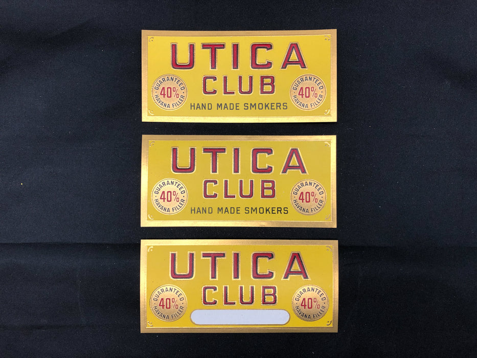 Utica Club Hand Made Smokers Cigar Label Box Wrapper Embossed Original Unused