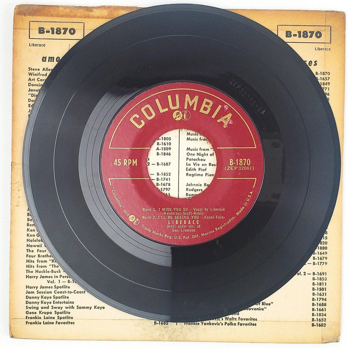 Liberace You're One In A Million Record 45 RPM EP B-1870 Columbia 3