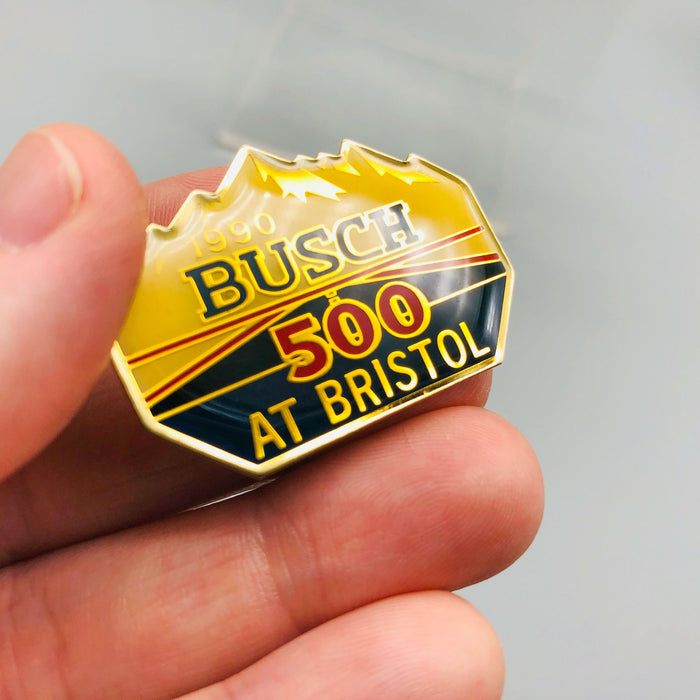 1990 Nascar Lapel Pin Pinback Busch 500 At Bristol Motor Sports Racing Epoxy