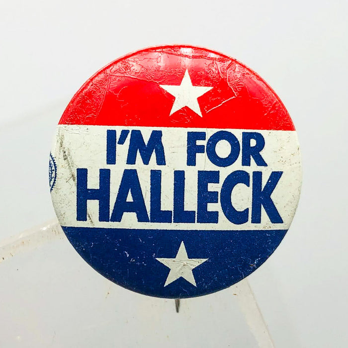 I'm For Halleck Button Pin .75" Indiana Politician Campaign Republican Stars 3