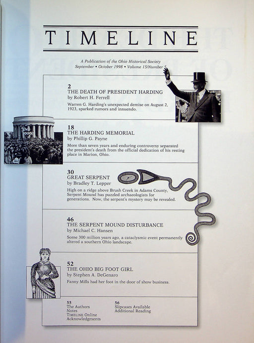 Timeline Ohio Historical Magazine Sept/Oct 1998 Vol 15 No 5 Serpent Mound 2