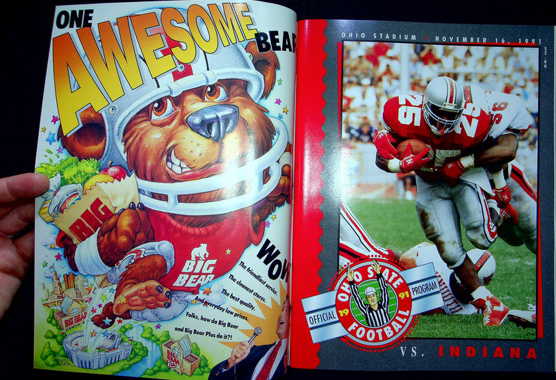 Ohio State Buckeye Football Program Nov 16 1991 Vs. Indiana Hoosiers Error Copy