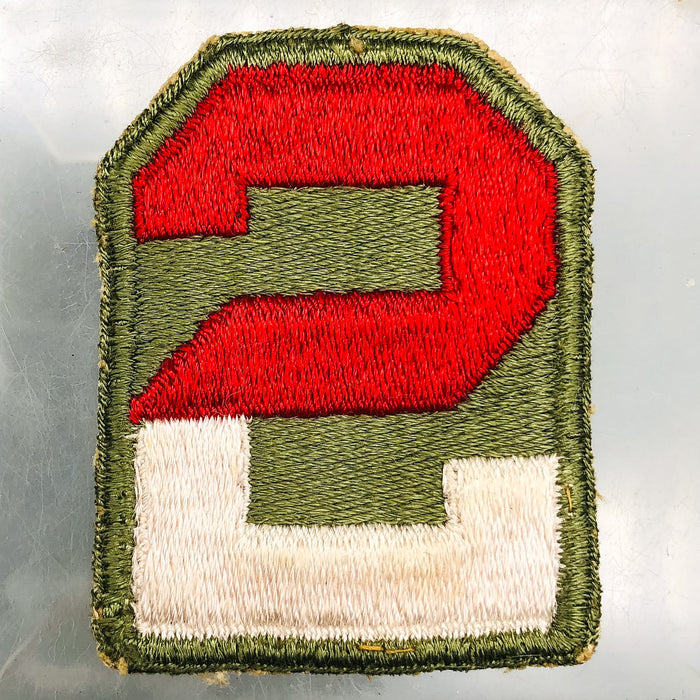 WW2 US 2nd Army Patch Shoulder Sleeve Insignia SSI Number 2 OD Green Snow Back 1