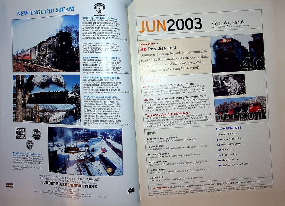 Trains Railroading Magazine June 2003 Vol 63 No 6 Will Trains Run In Tennesseee?