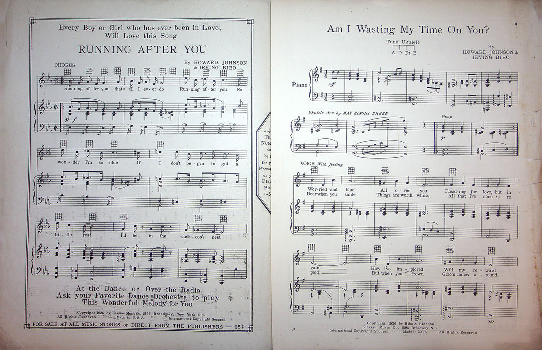 Sheet Music Am I Wasting My Time On You Howard Johnson Irving Bibo 1925 Song 2