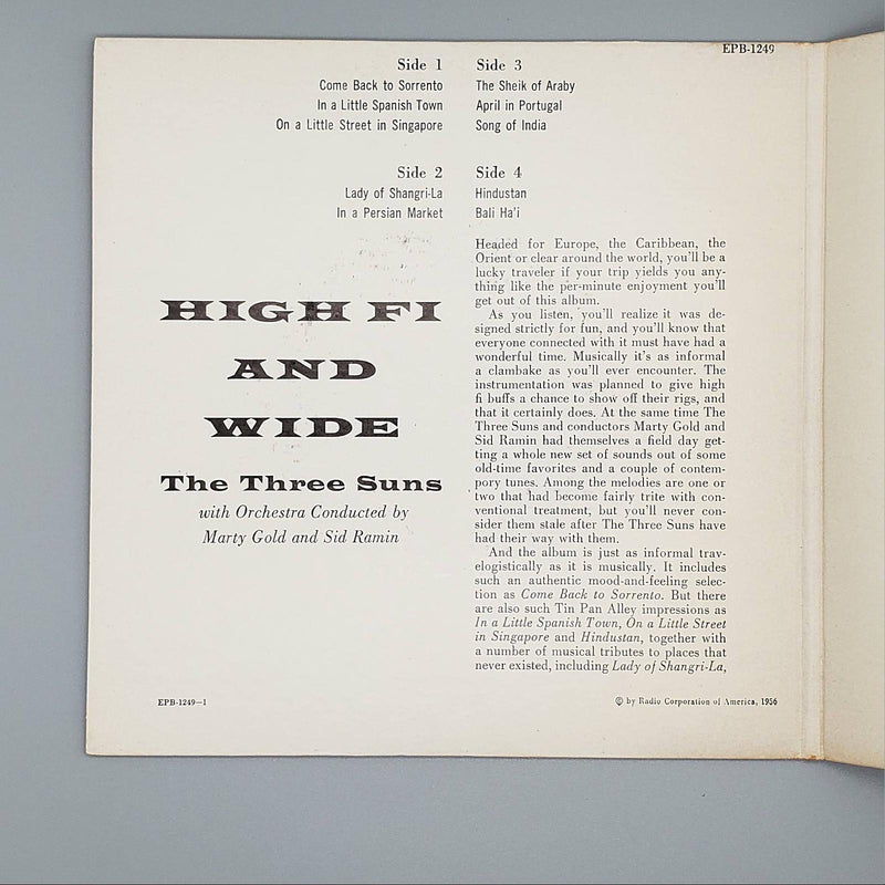 The Three Suns High Fi And Wide Double EP Record RCA Victor 1956 EPB-1249 3