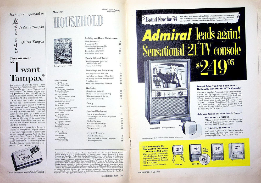 Household Magazine May 1954 Contemporary Home Floorplan Florida Vacation Tide Ad