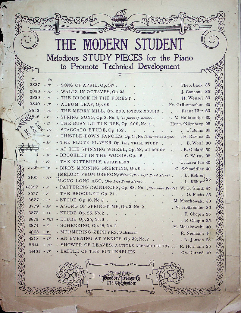 Murmuring Zephyrs Murmelndes Luftchen Vintage Sheet Music Piano Jensen Niemann 1