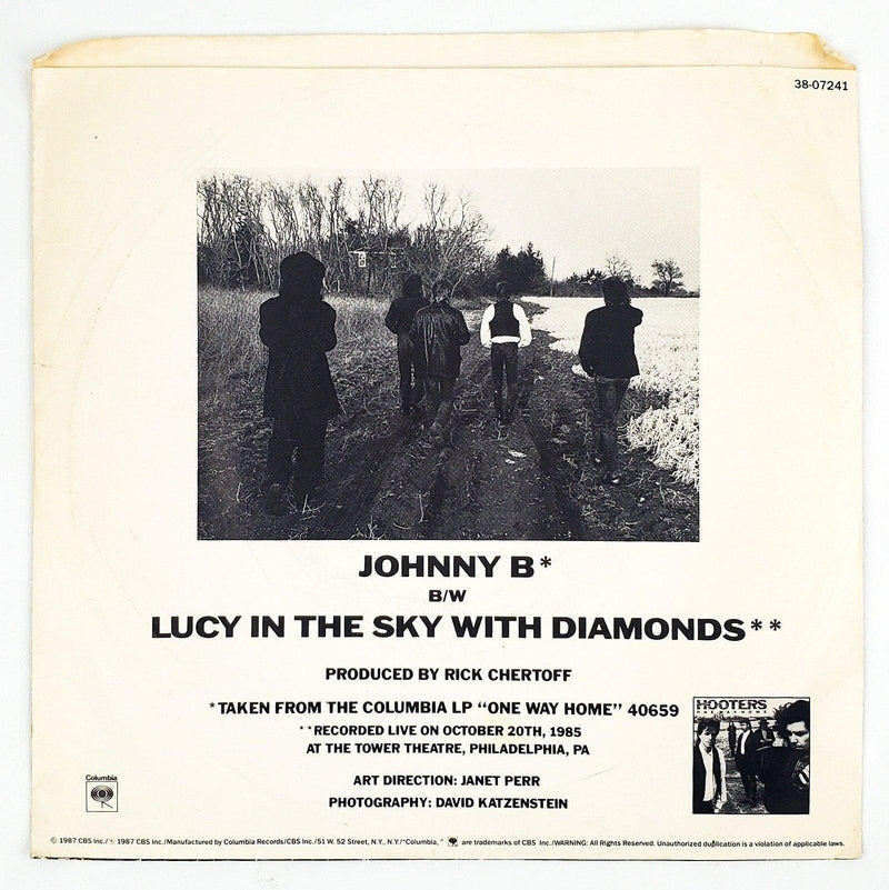 Hooters Johnny B Record 45 RPM Single 38-07241 Columbia 1987 2