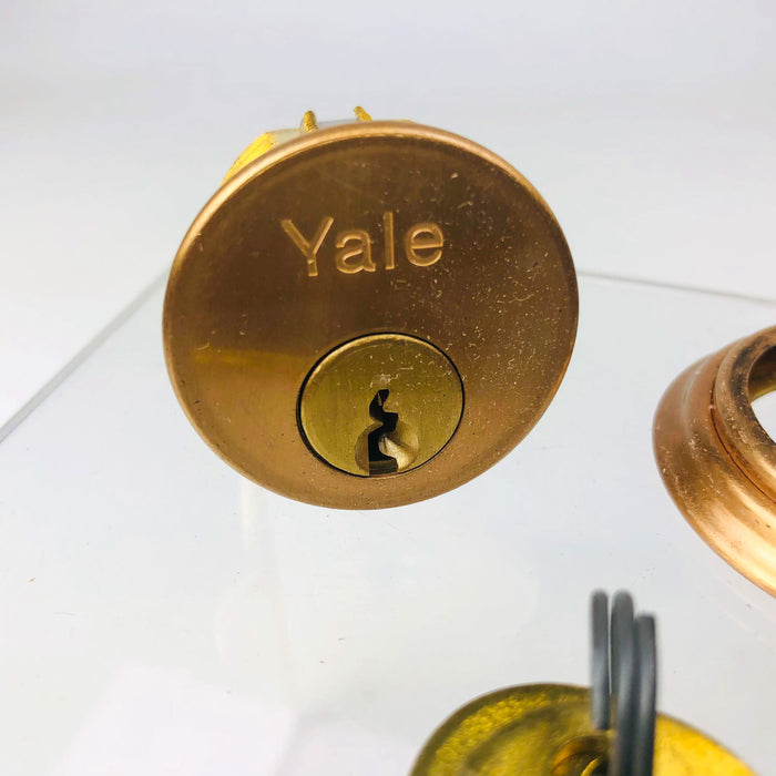 Yale Mortise Cylinder 1152 1" US10 Satin Bronze Collar Keys New Old Stock NOS