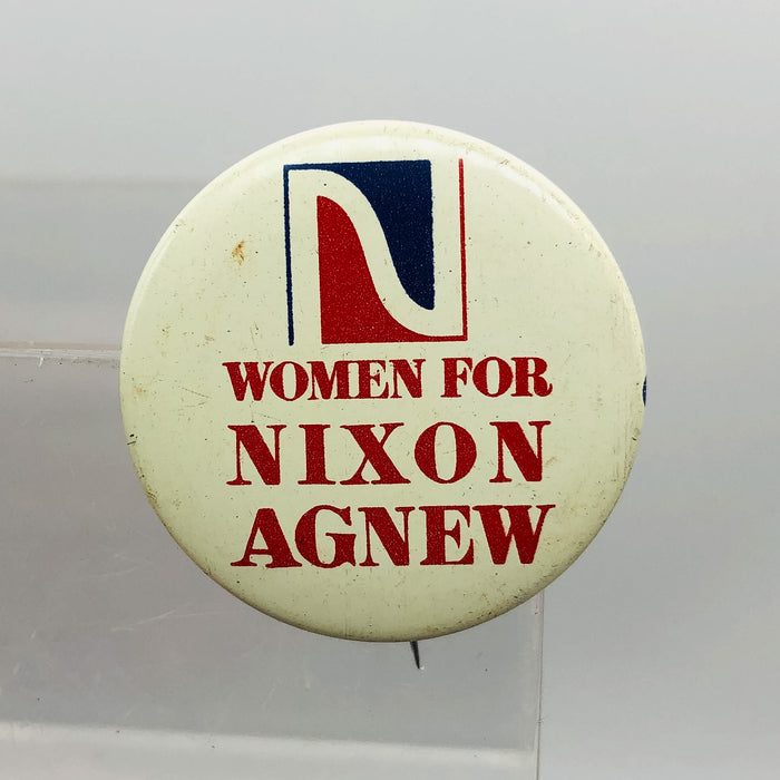 Women For Nixon Agnew Button Pinback 1-1/8" Pat Hitt Presidential Campaign 2