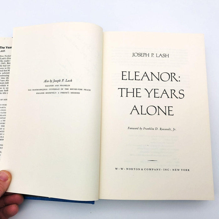 Eleanor The Years Alone Hardcover Joseph P Lash 1972 1st Lady Pesident Roosevelt 8