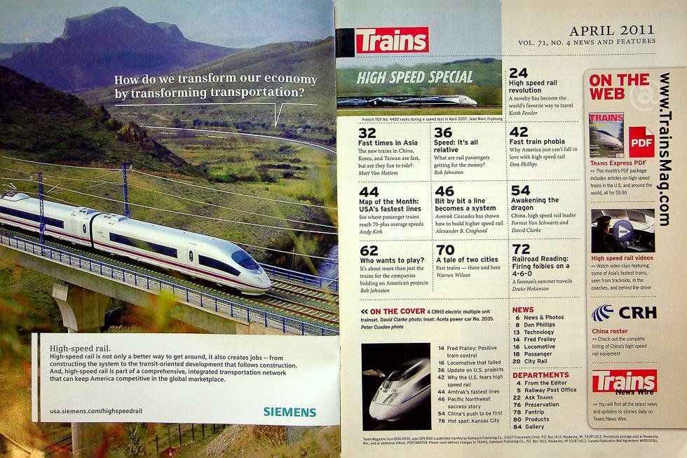 Trains Magazine April 2011 Vol 71 No 4 Is America Ready To Catch Up? Fast Trains