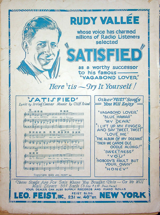 Sheet Music Honey Rudy Vallee Seymour Simons Haven Gillespie 1928 Foxtrot Song 3