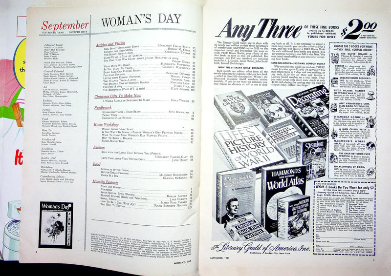 Woman's Day Magazine September 1953 8 Flower Prints Girl Scouts Citizenship