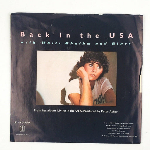 Linda Ronstadt Back In The USA Record 45 RPM Single E-45519 Asylum Records 1978 2
