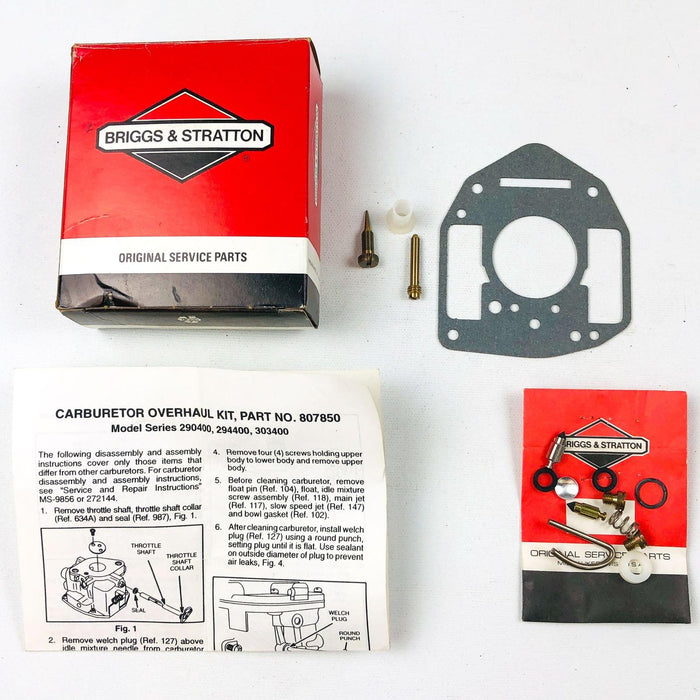 Briggs and Stratton 807850 Carburetor Overhaul Kit Genuine OEM New Old Stock NOS