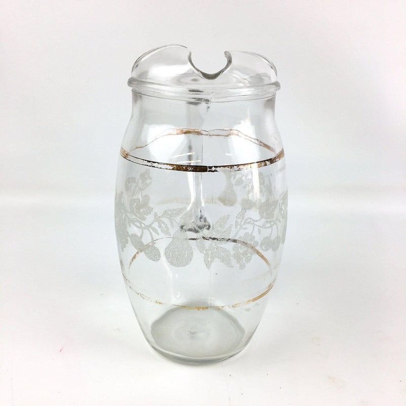 MCM Pitcher & Glass Tumbler Set 7" Pitcher & 4x 2-3" Tumblers Gold Band 5