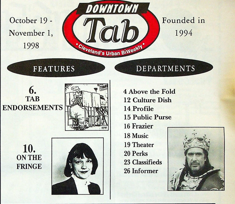 Downtown Tab Cleveland Zine November 1998 Election 1998 Coverage 2