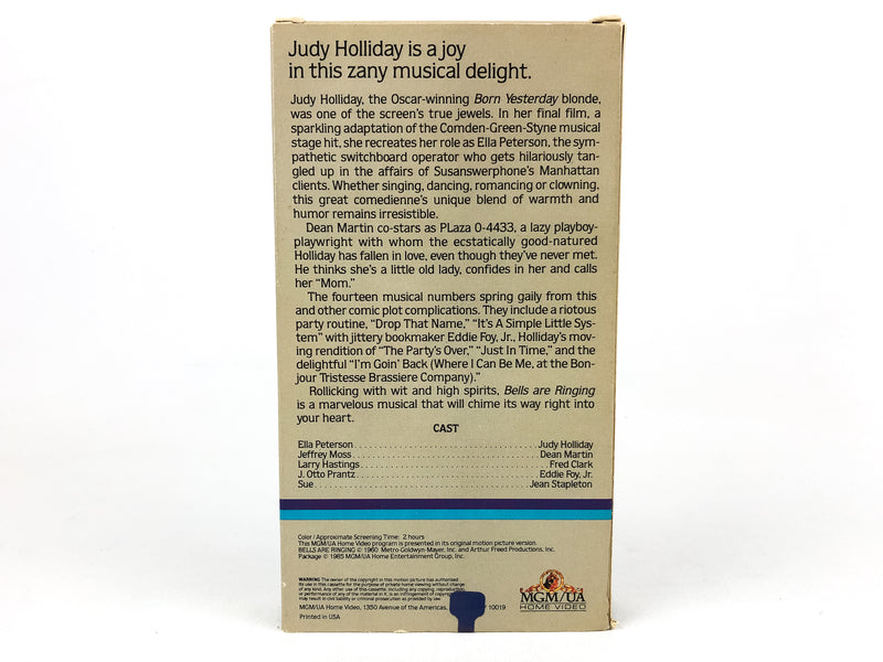 Bells Are Ringing VHS Tape Judy Holliday Dean Martin MGM 1985