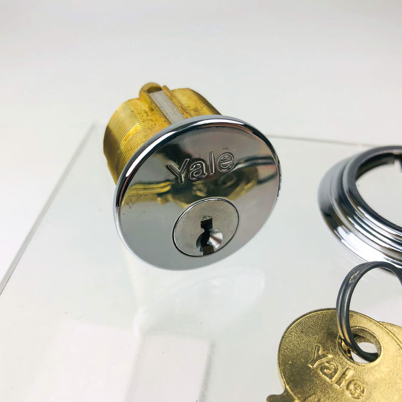 Yale Mortise Cylinder 1153 O Bittings US26 Bright Chrome GE Keyway New Old Stock