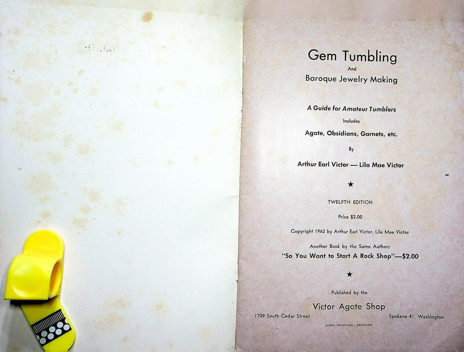 Gem Tumbling And Baroque Jewelry Making Booklet Earl & Lila Mae Victor 1962