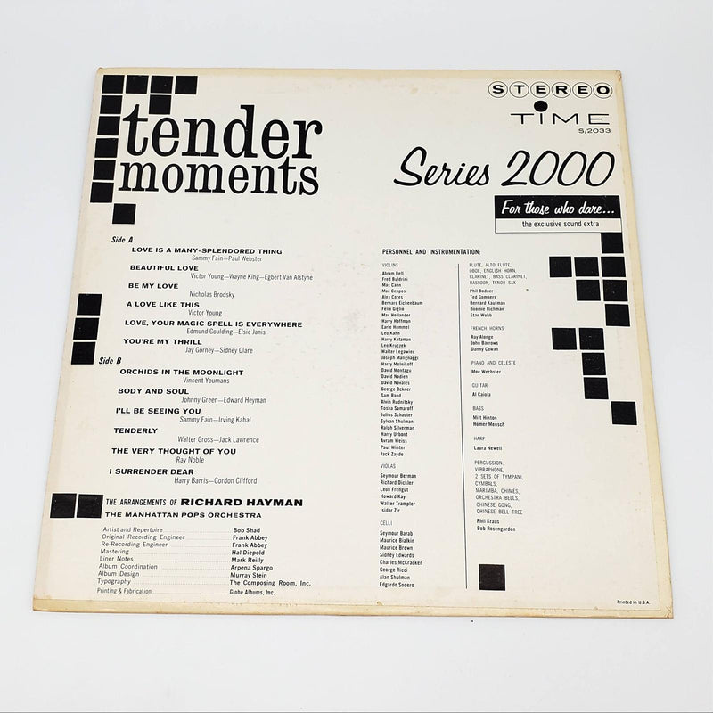 Richard Hayman Tender Moments LP Record Time Records S/2033 2