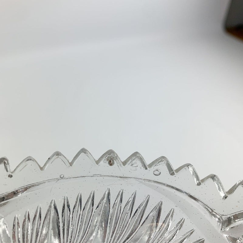 Vintage Candy Dish Serving Tray Oval UNCUT Clear Glass Patterned - 4.75"x7.25" 6