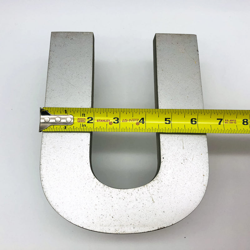 Cast Aluminum Letter U 8" Sign Spanjer Bro Chicago Brushed Architectural Salvage