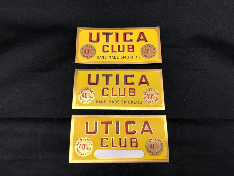 Utica Club Hand Made Smokers Cigar Label Box Wrapper Embossed Original Unused