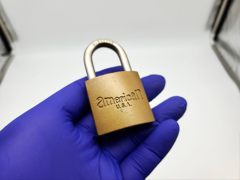 American Lock Padlock No 105 Solid Body 1.25" Shackle Brass Color USA Made NOS