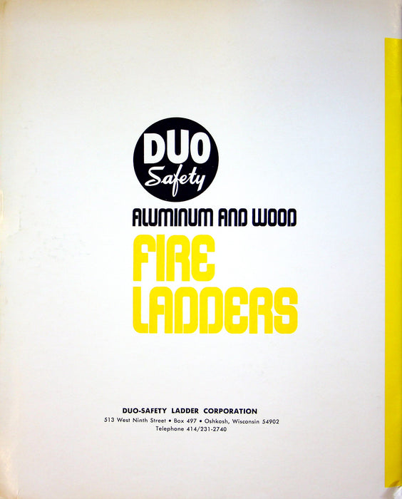 1960's Duo Safety Aluminum & Wood Fire Ladders Yellow Catalog w/ Price List