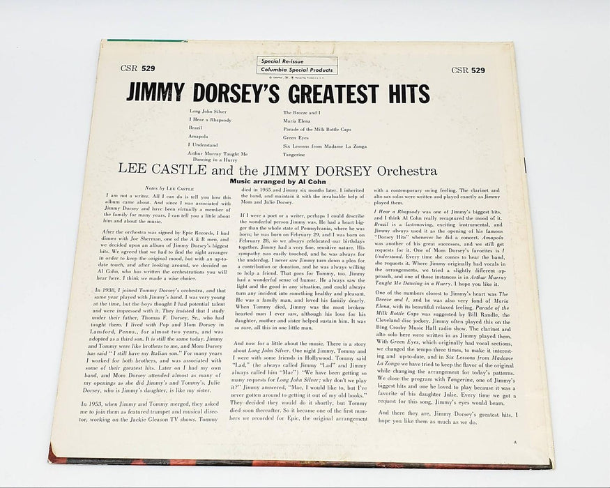 Lee Castle Jimmy Dorsey's Greatest Hits LP Record Columbia CSR 529 2