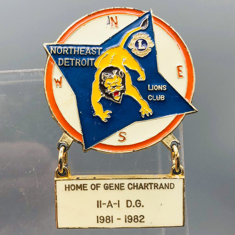 Vintage Lions Club Lapel Pin Pinback Northeast Detroit Gene Chartrand 11-A-1