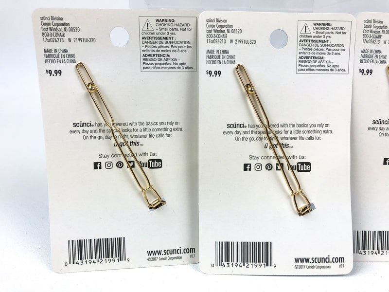 (3pk) Scunci Hair Clip Accessory Starry Nights Gold Moon Silver Star 21991-UL