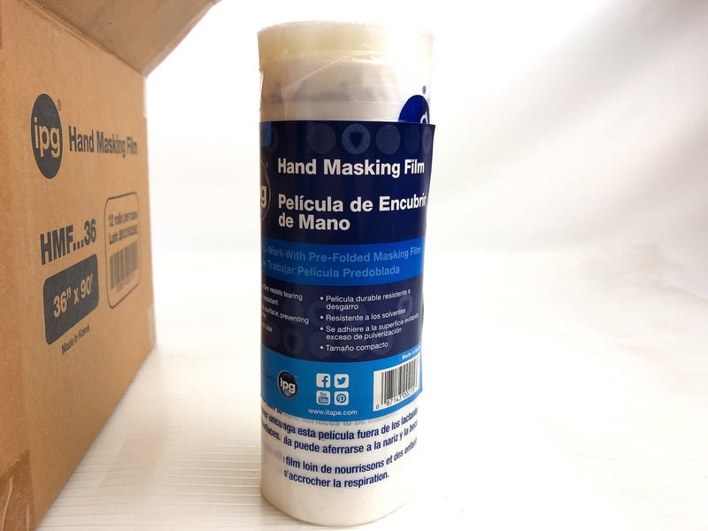 IPG Hand Masking Hand Masker Film 36" x 90 ft 12 Rolls Clear Pre-Folded HMF36 4
