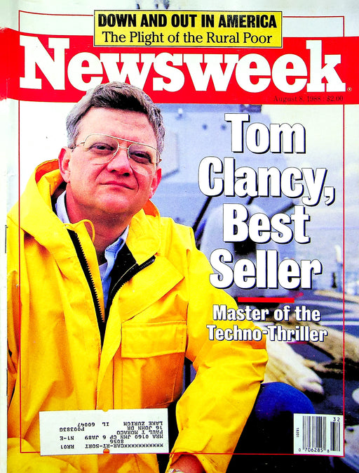 Newsweek Magazine August 8 1988 Tom Clancy Author Writer Techno Crime Thriller 1