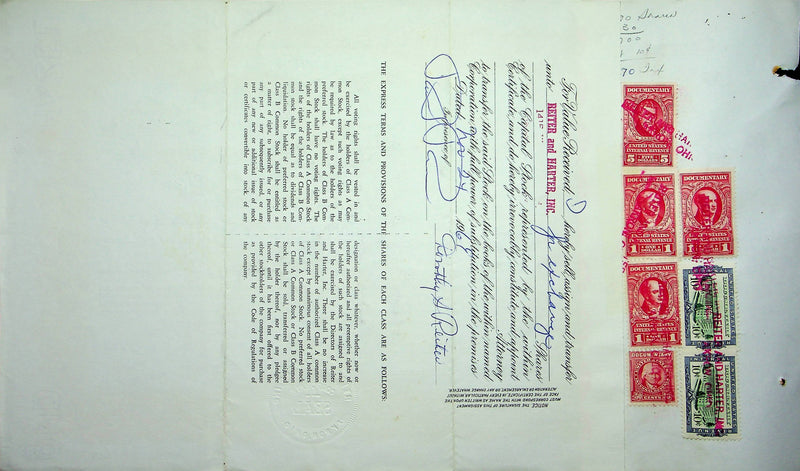 Reiter Dairy Company Stock Certificate Bond Scripophilly Akron Ohio 1965 No 264