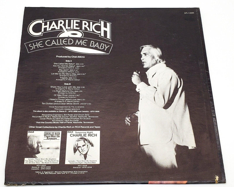 Charlie Rich She Called Me Baby 33 RPM LP Record RCA Victor 1974 2