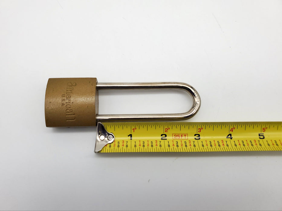 American Lock Padlock No 107 Solid Body 3" Shackle Brass Color USA Made NOS