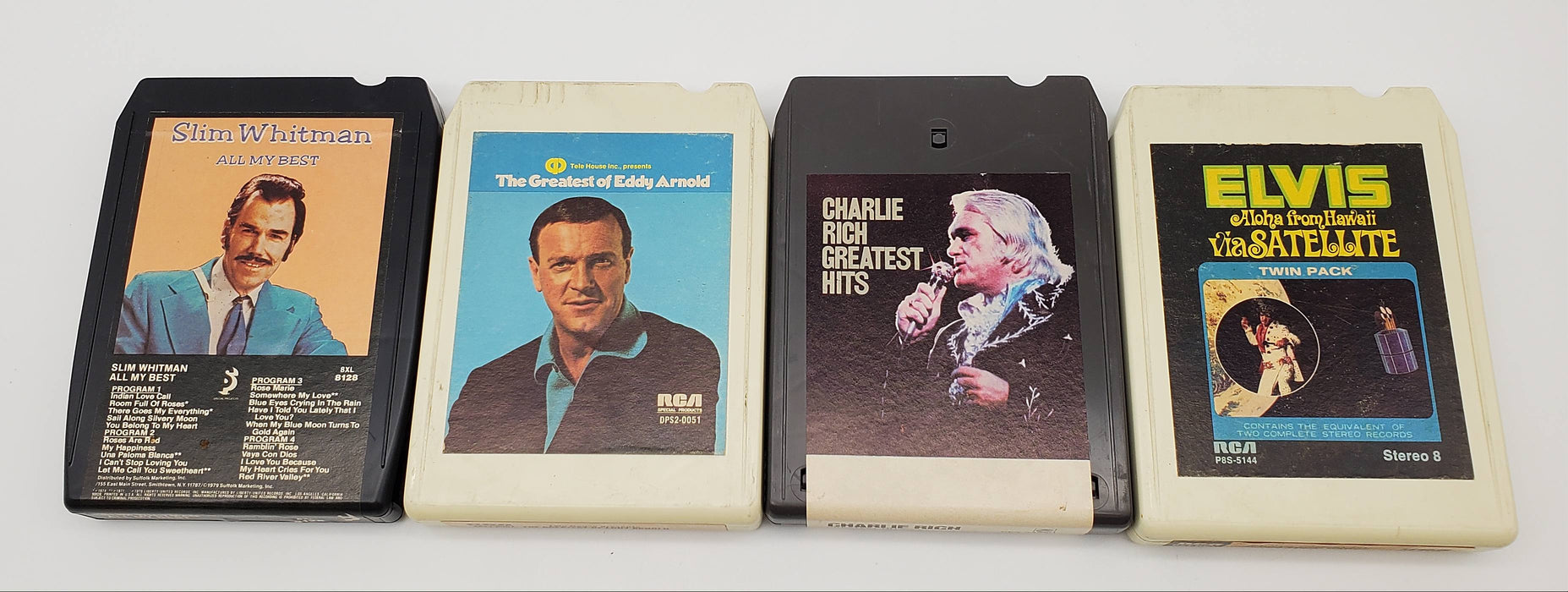 Slim Whitman, Eddy Arnold, Charlie Rich & Elvis Country 8-Track Tapes Lot of 4