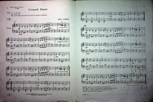 Celia Aubert Sheet Music Cossack Dance 1934 Piano Solo A Minor Carl Fischer 2