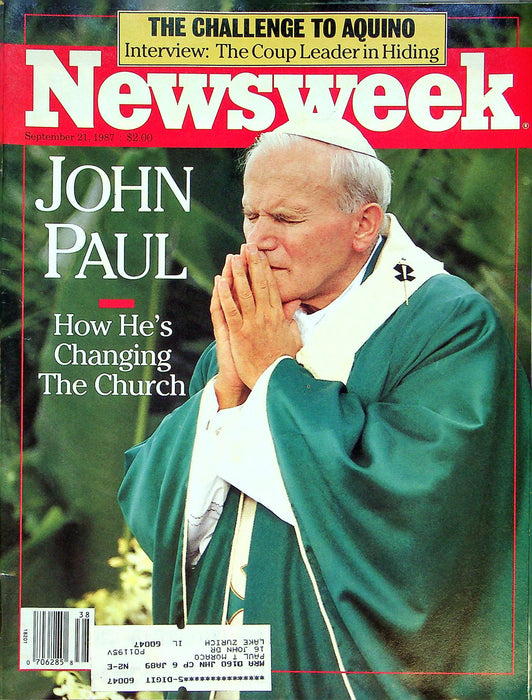 Newsweek Magazine September 21 1987 Catholic Pope John Paul Making Changes